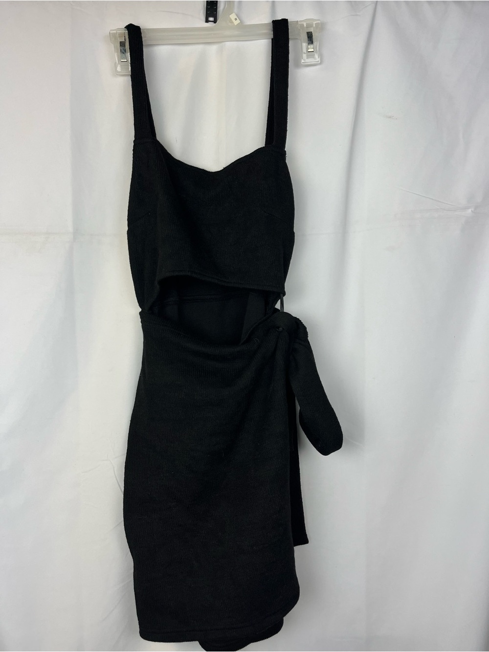 Sabo Skirt Black Ribbed Cutout Wrap Mini‎ Dress Size S